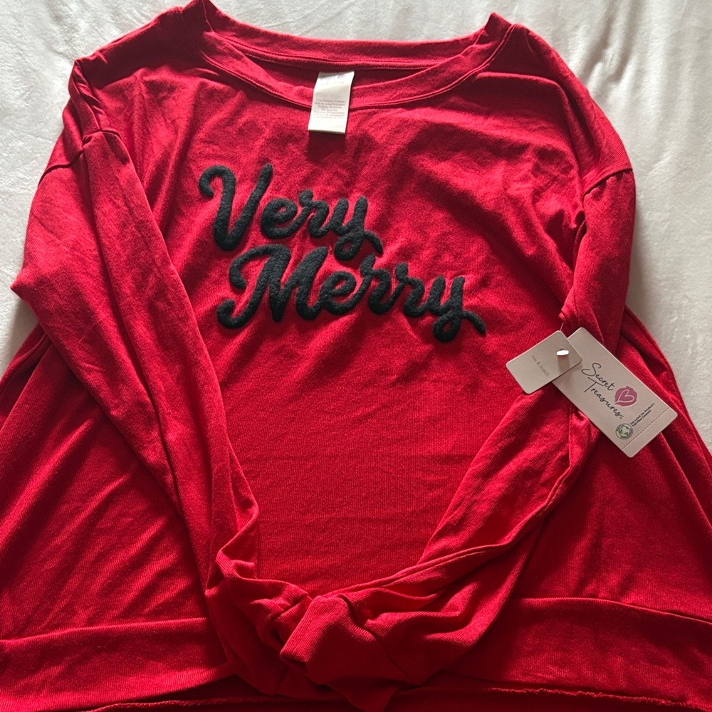 Red 'Very Merry' long sleeve shirt
